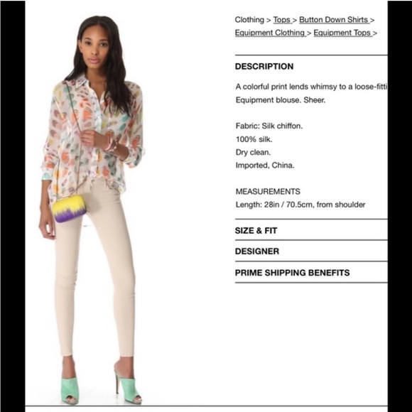 Sold out: Equipment Daddy Button Blouse Feather Print - Picture 3 of 7